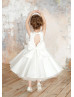 Ivory Satin Simple Keyhole Back Flower Girl Dress